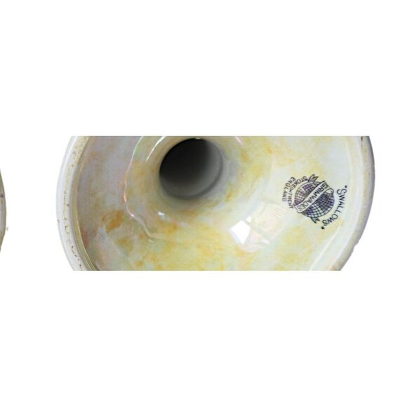 Antique Grimwades Swallows Candle Holders Hard to Find England Yellow Lusterware - Picture 8 of 8